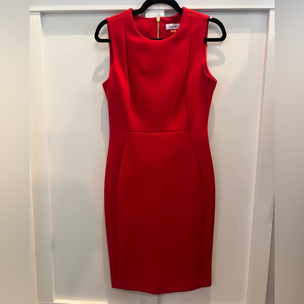 Calvin Klein Red Sheath Dress Size 8